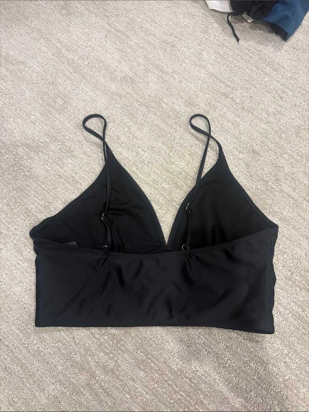 SHEIN Black Longline Triangle Bikini Top
